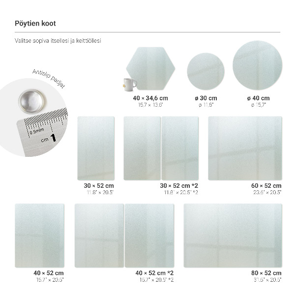 Planche à découper en verre de forme rectangulaire semi-transparente