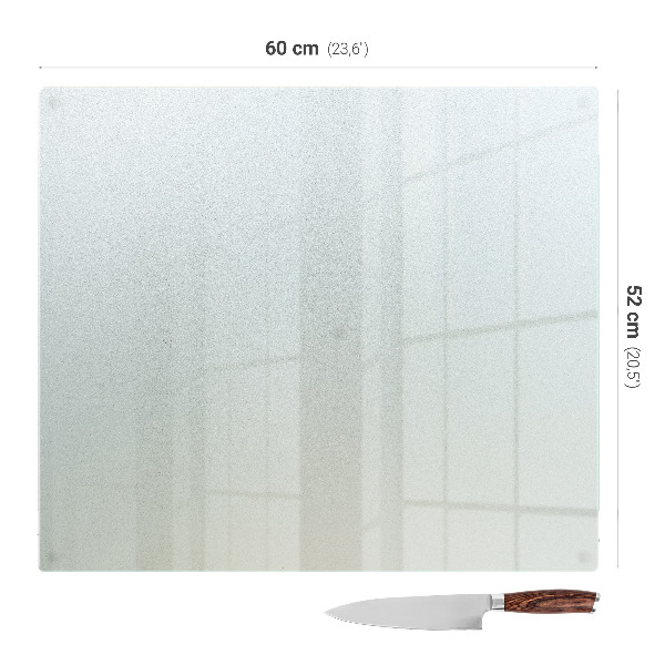 Planche à découper en verre de forme rectangulaire semi-transparente