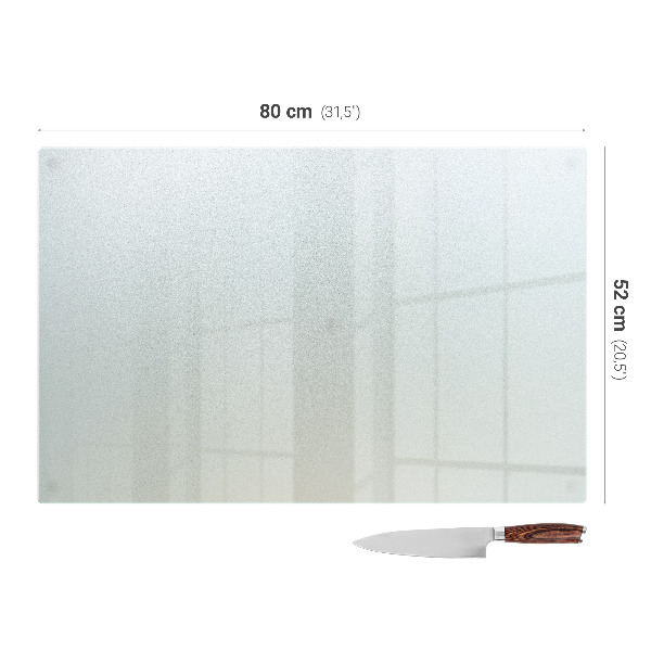 Planche à découper en verre de forme rectangulaire semi-transparente