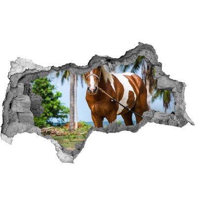 Sticker mural effet trou 3d Un cheval sous les tropiques