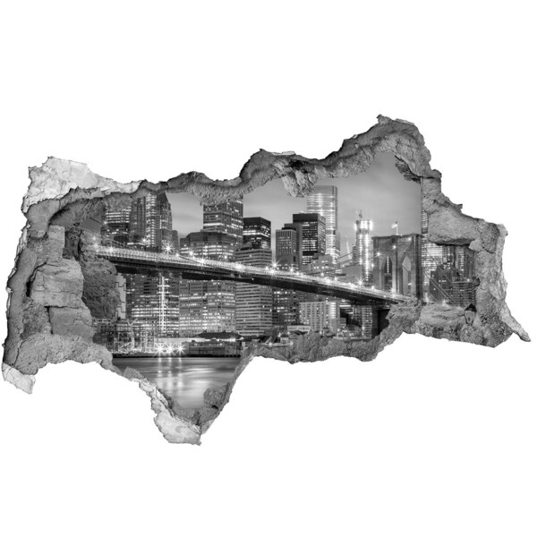 Sticker trou dans le mur Le pont de Brooklyn à New York