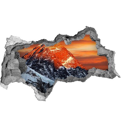 Sticker mural effet trou 3d Montagnes au coucher du soleil