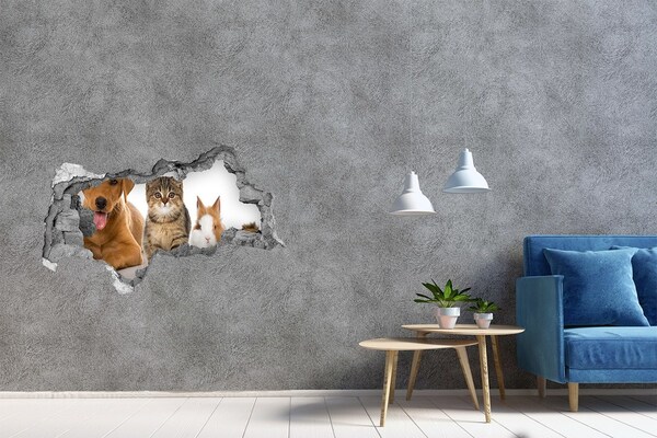 Sticker mural effet trou 3d Amis pour toujours