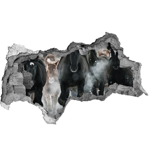 Autocollant mural trou Des chevaux galopent à travers le mur