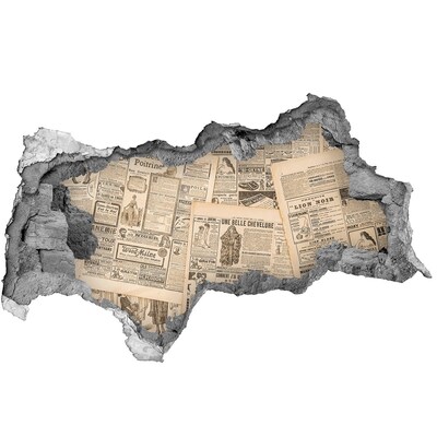 Sticker mural effet trou 3d Vieux journal dans un trou dans le mur