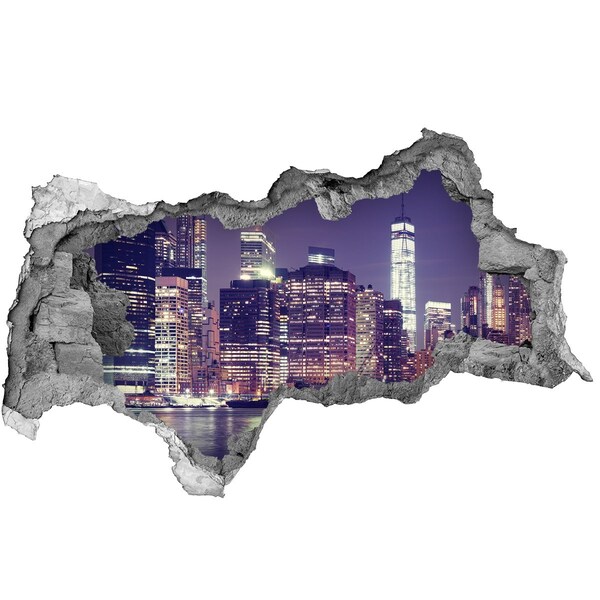 Sticker mural effet trou 3d La silhouette de New York la nuit