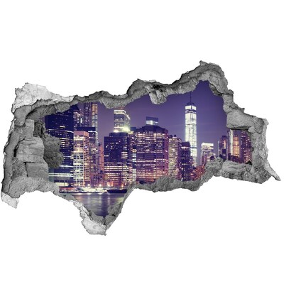 Sticker mural effet trou 3d La silhouette de New York la nuit