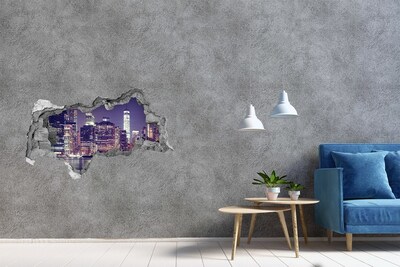 Sticker mural effet trou 3d La silhouette de New York la nuit