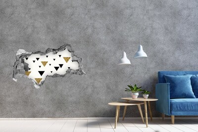 Sticker mural effet trou 3d Design moderne avec des triangles