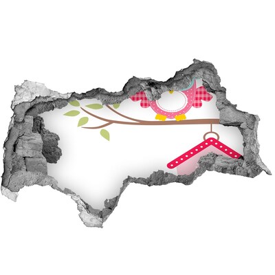 Autocollant à effet 3d trou Des hiboux sur une branche