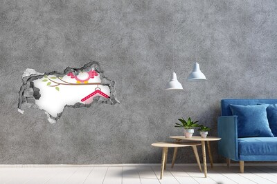 Autocollant à effet 3d trou Des hiboux sur une branche