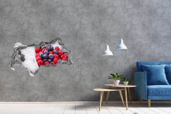 Sticker mural effet trou 3d Paradis des fruits
