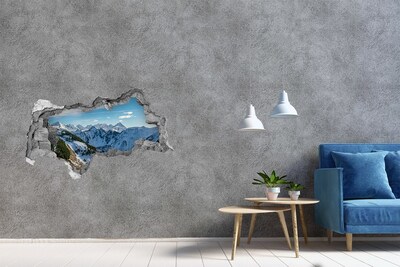 Sticker mural effet trou 3d paysage de montagne hivernal