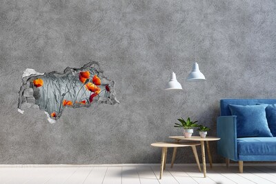 Autocollant mural trou Fleurs en béton