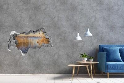 Sticker mural effet trou 3d Baie avec des roseaux