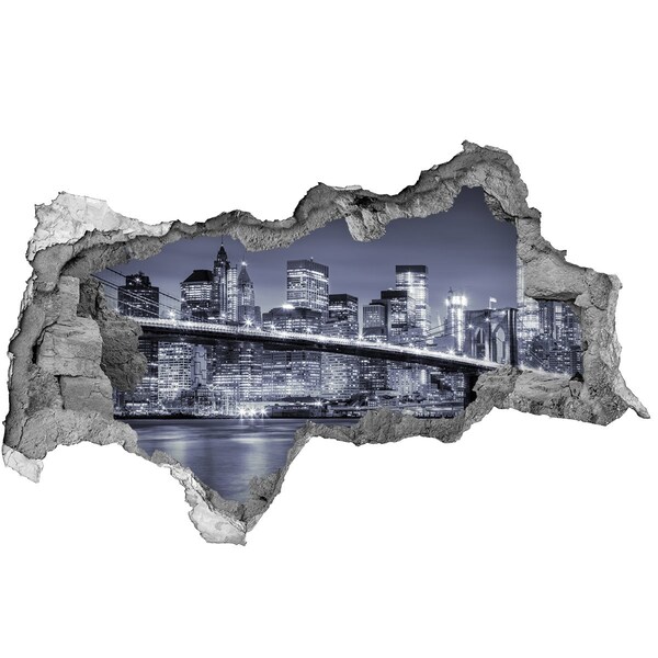 Sticker mural effet trou 3d New York la nuit