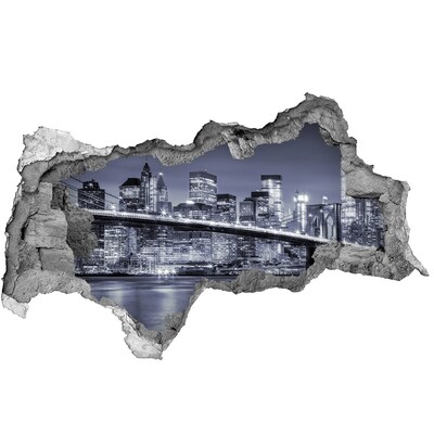 Sticker mural effet trou 3d New York la nuit
