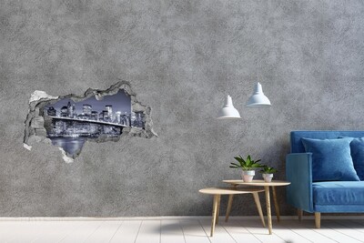 Sticker mural effet trou 3d New York la nuit