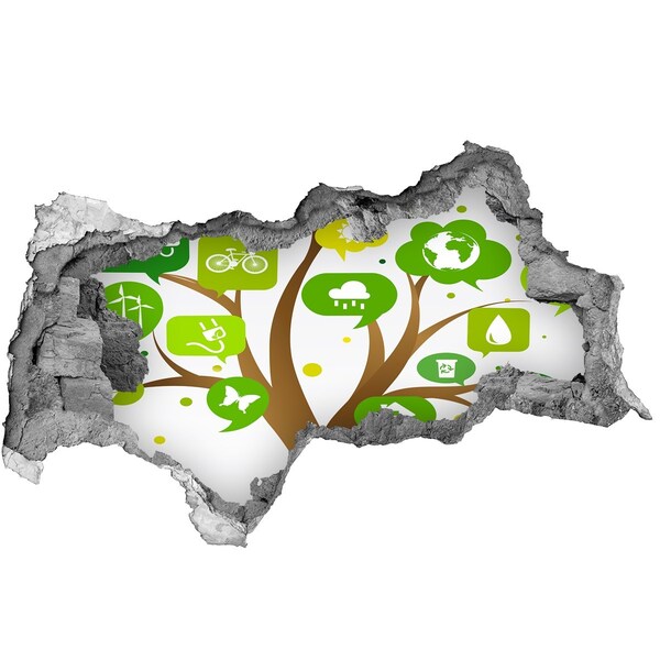 Sticker mural effet trou 3d Le monde vert de la nature