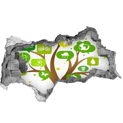 Sticker mural effet trou 3d Le monde vert de la nature