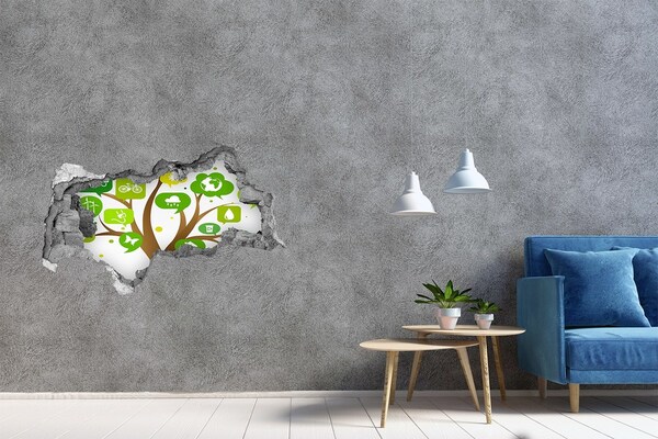 Sticker mural effet trou 3d Le monde vert de la nature