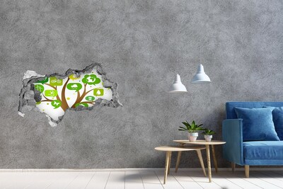 Sticker mural effet trou 3d Arbre bio béton