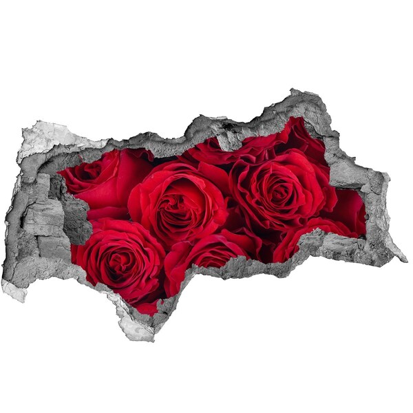 Sticker mural effet trou 3d Des roses dans un mur en ruine