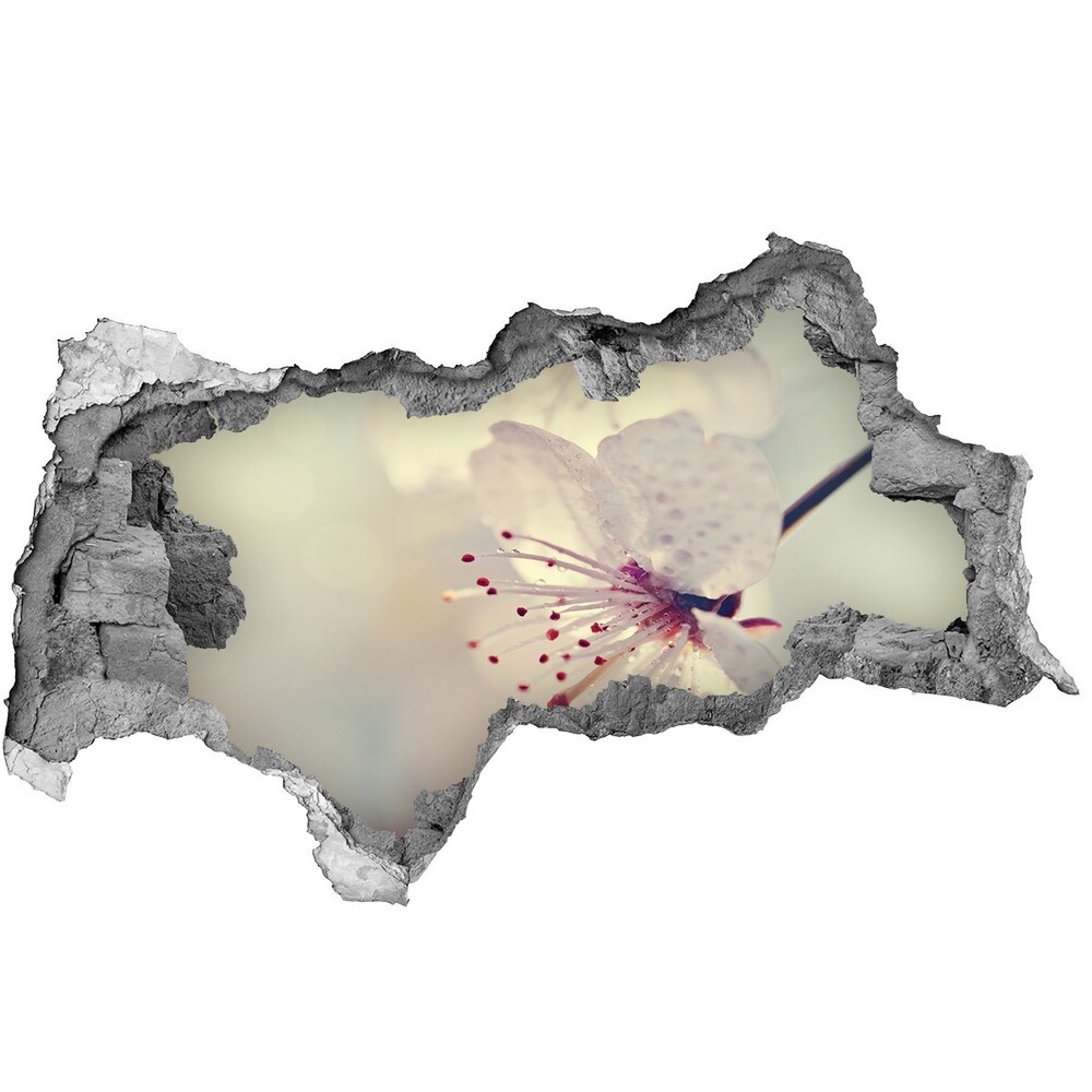 Autocollant à effet 3d trou Cerisier en fleur béton