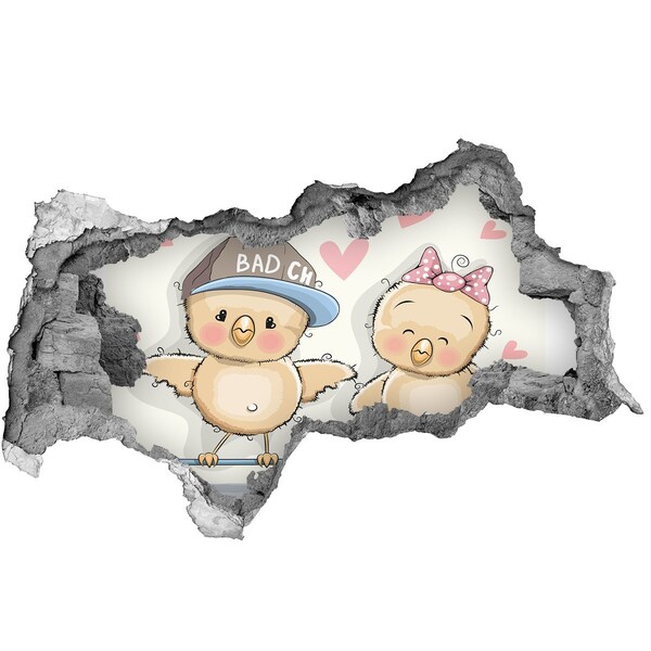 Autocollant mural trou Des oiseaux mignons sur un skateboard