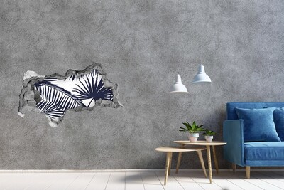 Sticker trou dans le mur oasis tropicale avec des palmiers