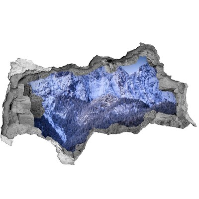 Autocollant à effet 3d trou Paysage de montagne en hiver