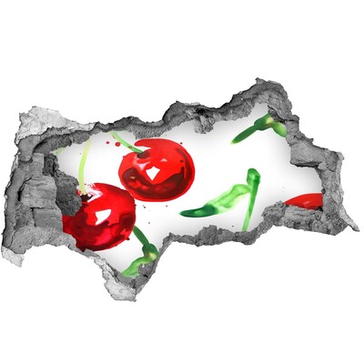 Autocollant mural trou Cerises rouges dans un trou dans le mur