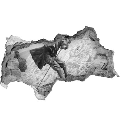 Autocollant mural trou skieur d'hiver de style rétro