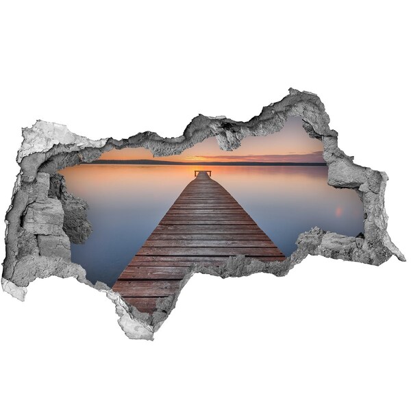 Sticker trou dans le mur Coucher de soleil sur le lac