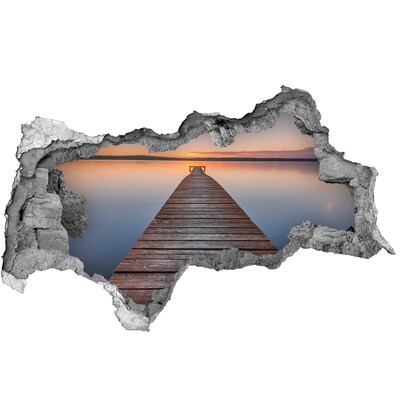 Sticker trou dans le mur Coucher de soleil sur le lac