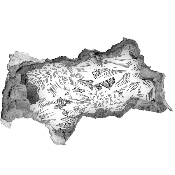 Sticker mural effet trou 3d Motif floral trou dans le mur