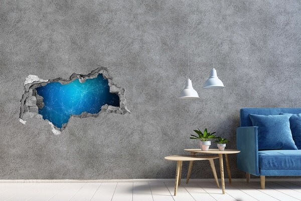 Sticker mural effet trou 3d Portail cosmique dans le mur