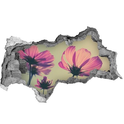 Autocollant à effet 3d trou Fleurs roses béton