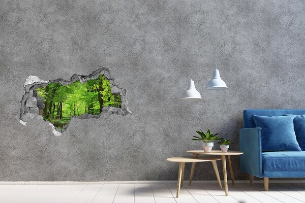 Autocollant à effet 3d trou Forêt verte dans un trou dans le mur