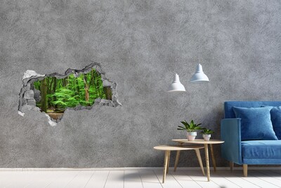 Autocollant mural trou Forêt verte dans un trou dans le mur