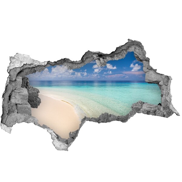 Sticker mural effet trou 3d Une plage paradisiaque aux eaux turquoise