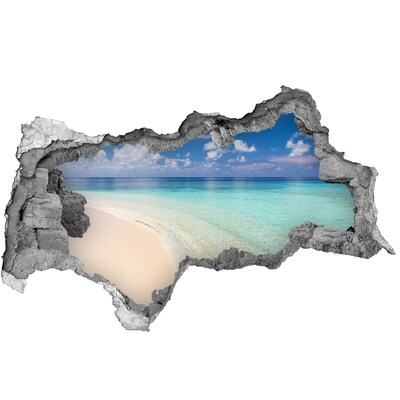 Sticker mural effet trou 3d Une plage paradisiaque aux eaux turquoise
