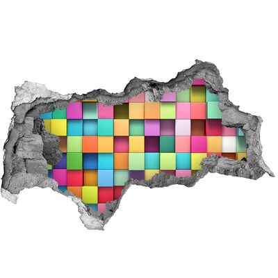 Autocollant mural trou Des blocs colorés dans un trou dans le mur