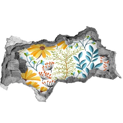 Sticker mural effet trou 3d Un paradis fleuri derrière le mur