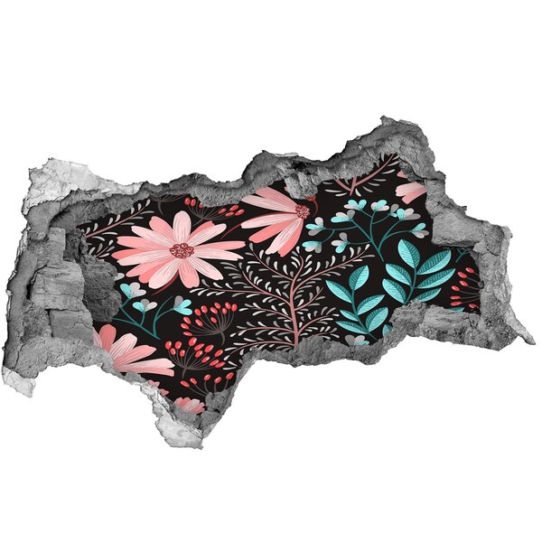 Autocollant à effet 3d trou Motif floral sur fond noir