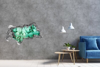 Sticker mural effet trou 3d Grotte de Malachite
