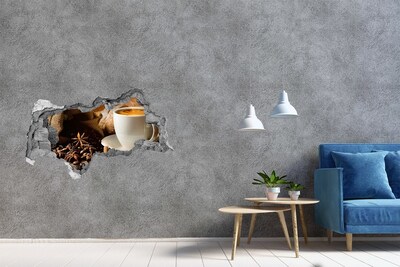 Autocollant mural trou Café et pain frais