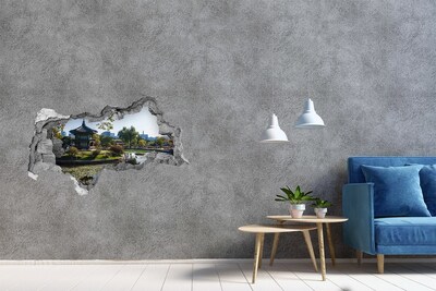 Autocollant mural trou jardin de style asiatique