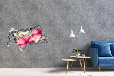 Autocollant mural trou Fleurs tropicales béton