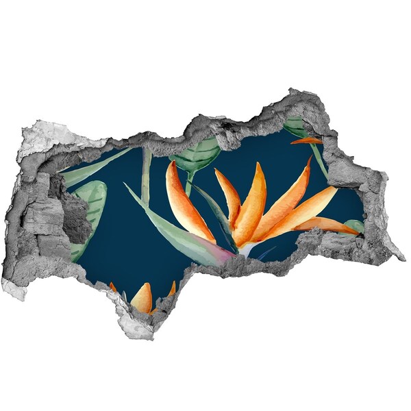 Autocollant à effet 3d trou Fleur tropicale en béton